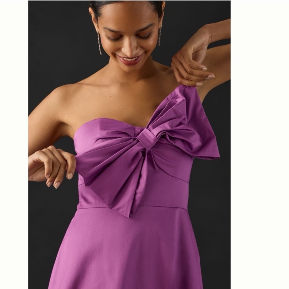 Hutch Strapless Dress in Vibrant Purple with Bow